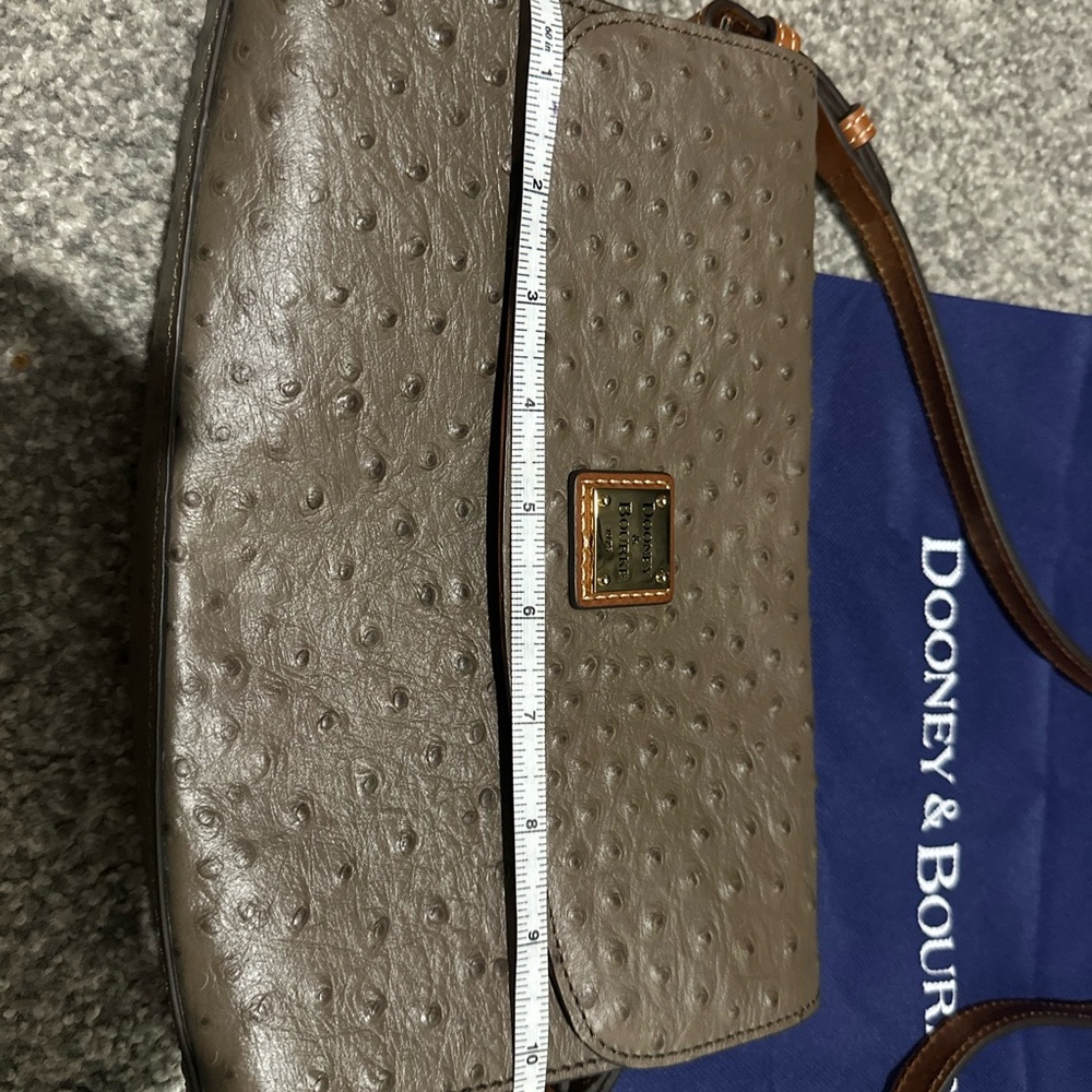 Dooney & Bourke Lacey Ostrich Brown Crossbody Bag Purse - Picture 11 of 11